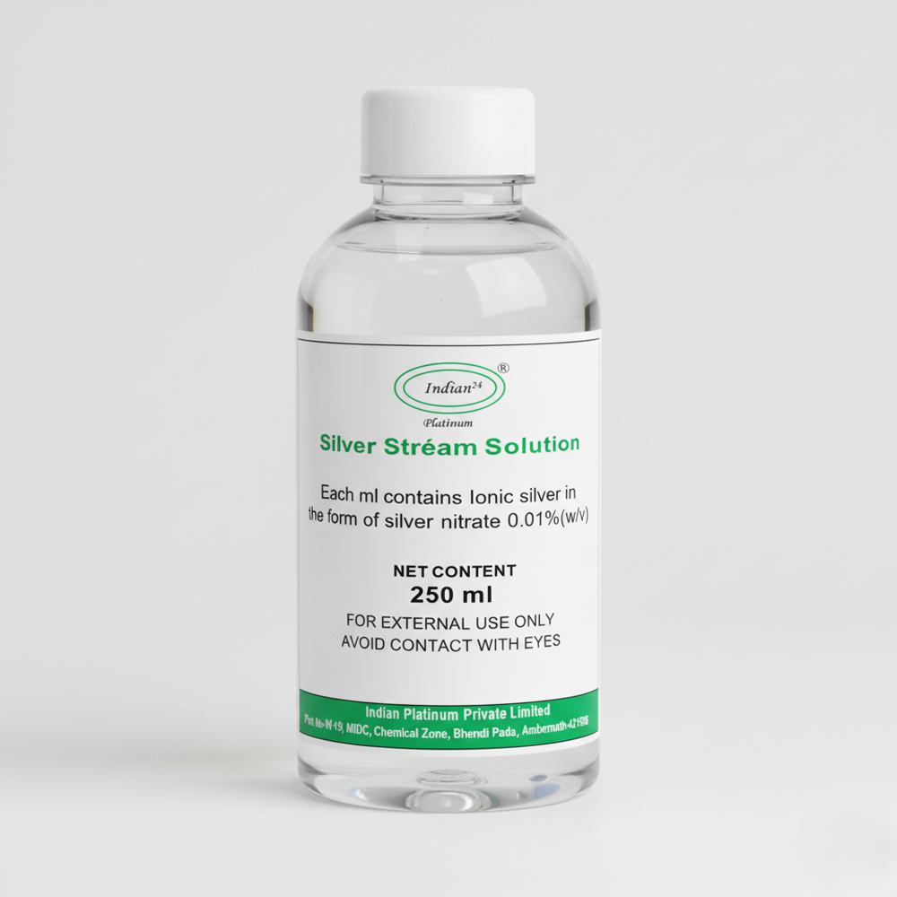 Silver Stream Solution - Ionic Silver Nitrate 0.01% (W/v) Liquid , Antiseptic For Wound Care And Burn Treatment, Medical Grade, 99.9% Purity