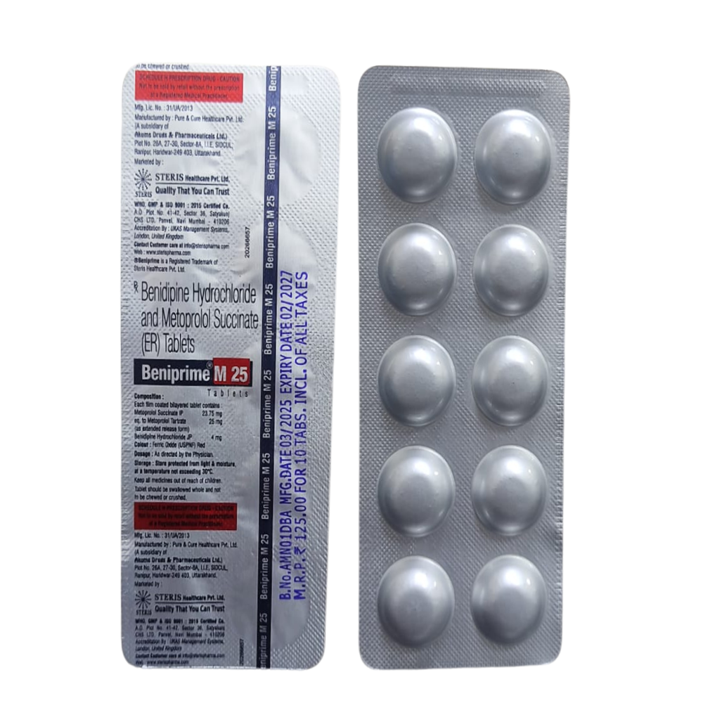 Benidipine (4mg), Metoprolol Succinate (25mg)