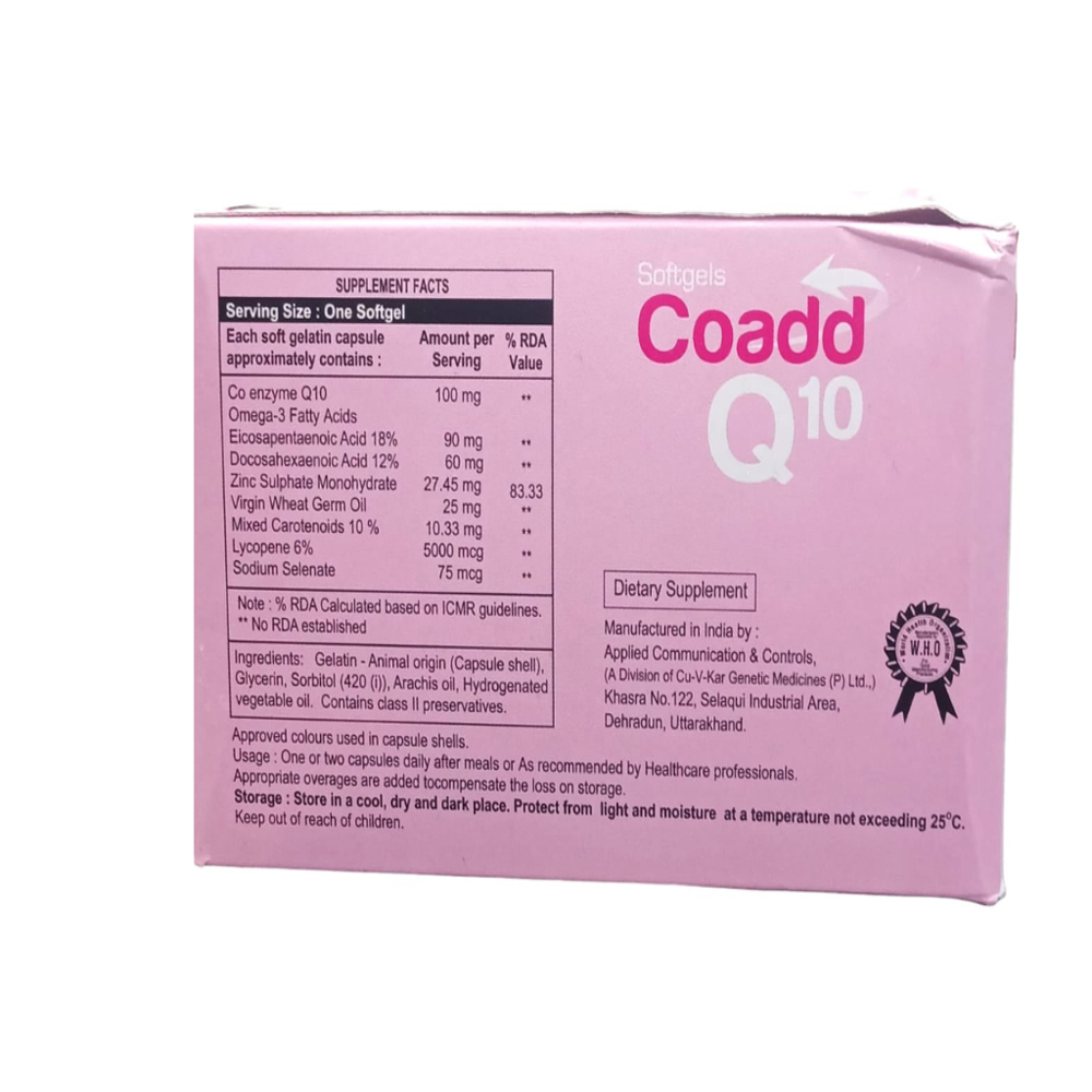 Co Enzyme Q10+lycopene+omega 3 Fatty Acid + Carotenoid+ Wheat Germ Oil + Selenium+zinc Sulphate - Drug Type: General Medicines