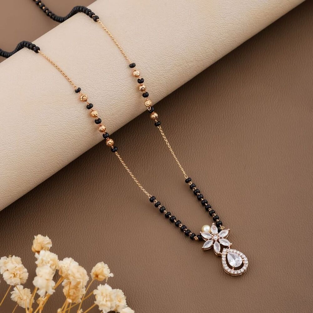 18K Gold Lab Grown Diamond Mangalsutra, Halo Pear & Marquise Cut EF/VVS Pendant Necklace