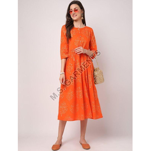 Cotton Tunic Dress - Color: Orange