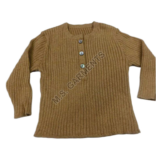 Ladies Full Sleeve Woolen Suede Cardigan - Color: Brown
