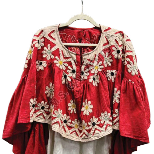 Ladies Embroidery Top - Color: Red