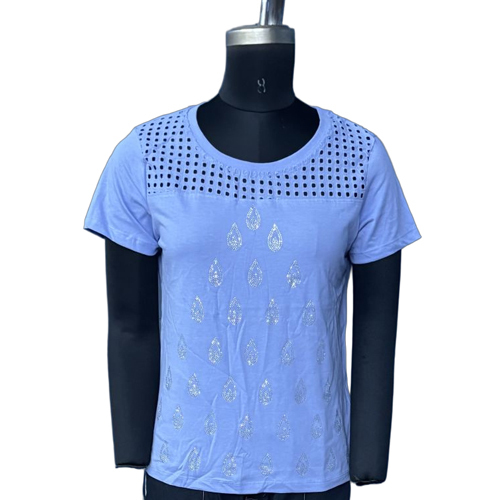 100% Cotton Knit Wear Top - Color: Sky Blue