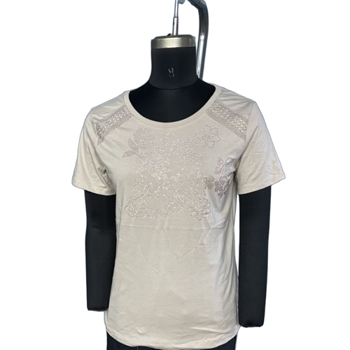 Ladies Casual Regular Sleeves Solid White Top - Feature: Washable