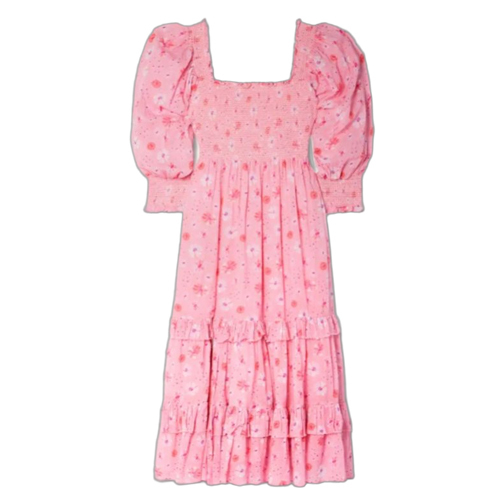 100% Cotton Printed Dress - Color: Pink