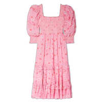 100% Cotton Printed Dress - Color: Pink