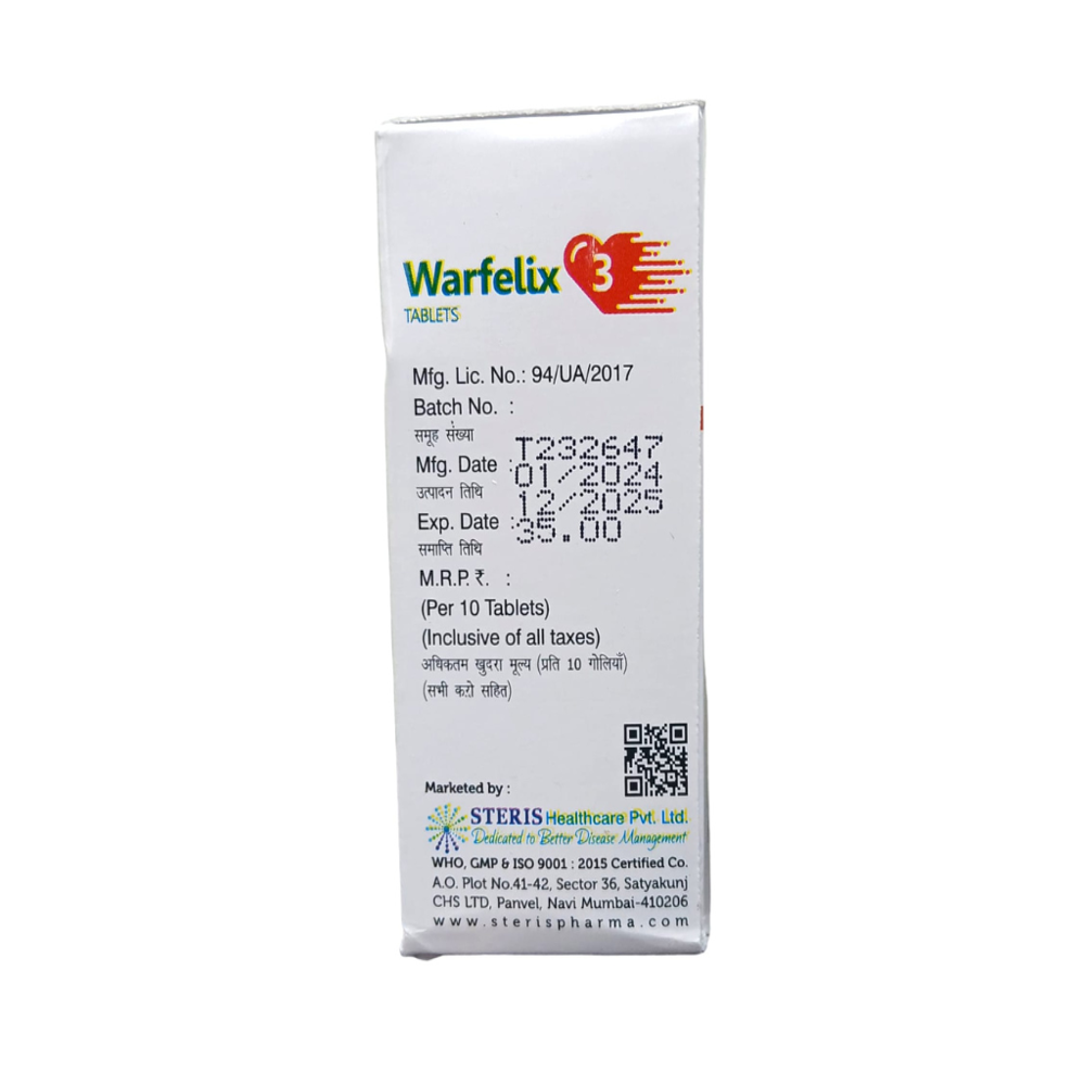 Warfarin sodium IP (3mg)