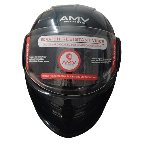 Silicon Hard Coated Polycarbonate Visor Helmet - Color: Black