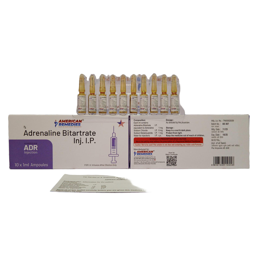 Adrenaline Bitartrate Injection - Drug Type: General Medicines