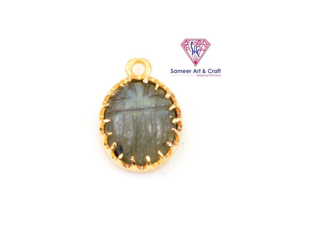 Natural Multi Carving Gemstone Gold Plated Pendant