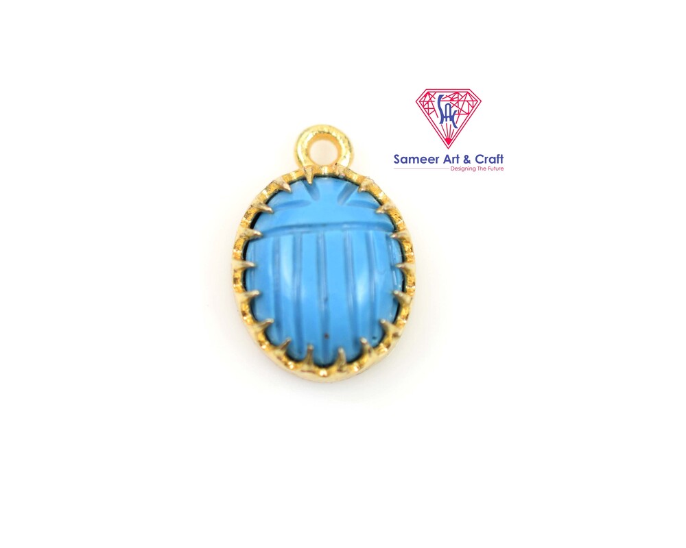 Natural Multi Carving Gemstone Gold Plated Pendant