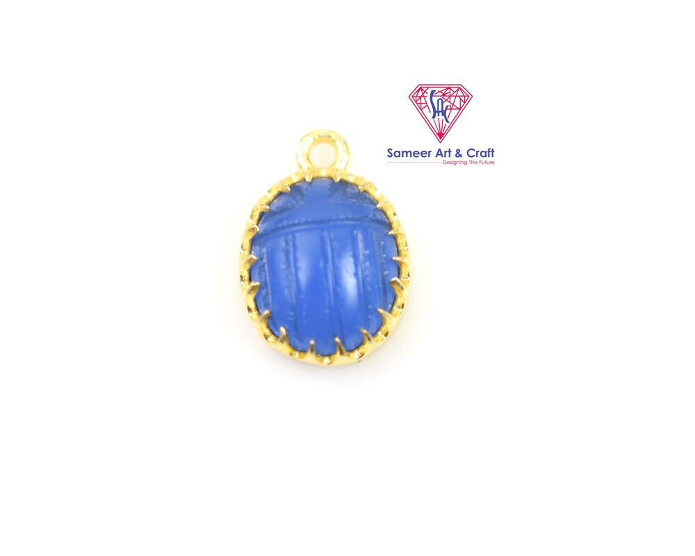 Natural Multi Carving Gemstone Gold Plated Pendant