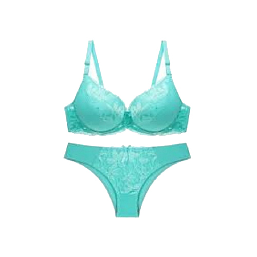Ladies Designer Sky Blue Padded Bra Panties Set - Color: Multicolor