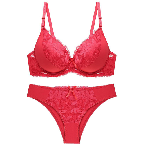 Red Color Bra And Panty Set - Design: Fancy