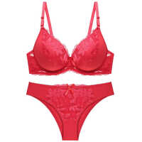 Red Color Bra And Panty Set - Design: Fancy