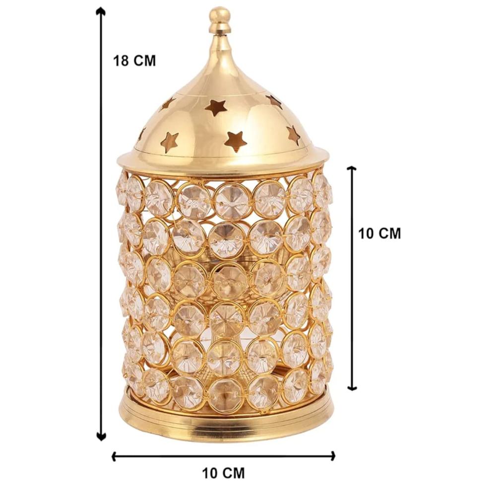 7 Inch Brass Akhand Jyoti Crystal Diya