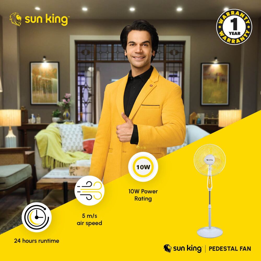 SUN KING Electric Pedestal Fan Ultra Quite Cooling with Longlife Brushless Motor