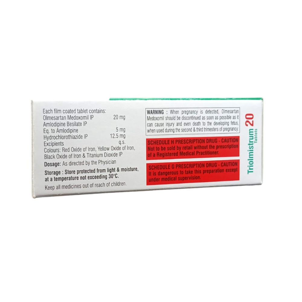 Olmesartan (20mg), Amlodipine (5mg), HCTZ (12.5mg)