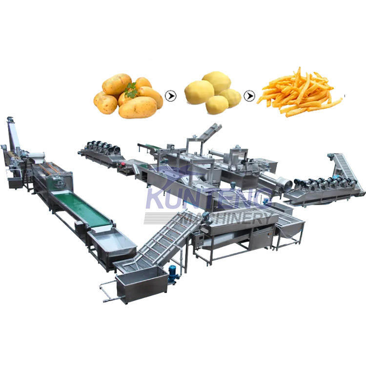 Automatic Fish Frying Equipments Frozen French Fries Production Line