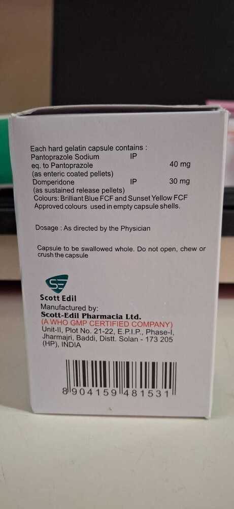 Pantaperazole + Domperidone Sustained Released Capsule - Drug Type: General Medicines