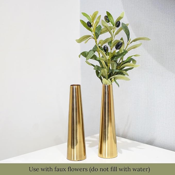 Iron Golden Metal Slim Vase