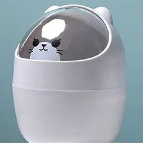 Mini Cat Trash Can For Desk And Car - Color: White