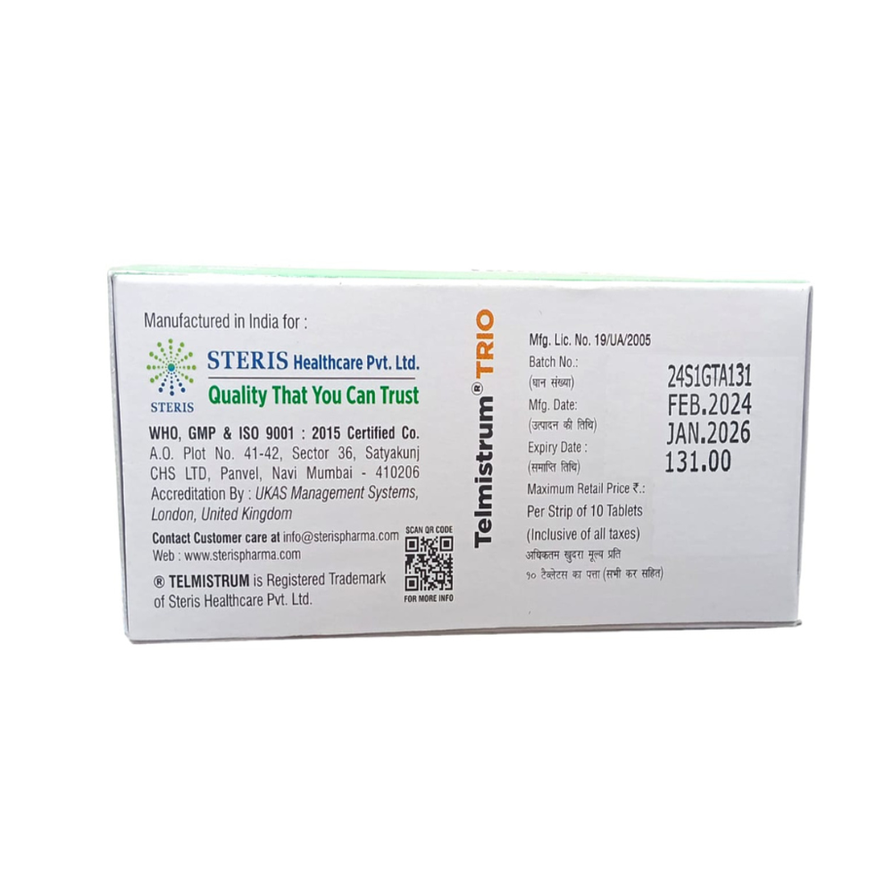 Telmisartan (40mg), Cilnidipine (10mg), Chlorthalidone (12.5mg)