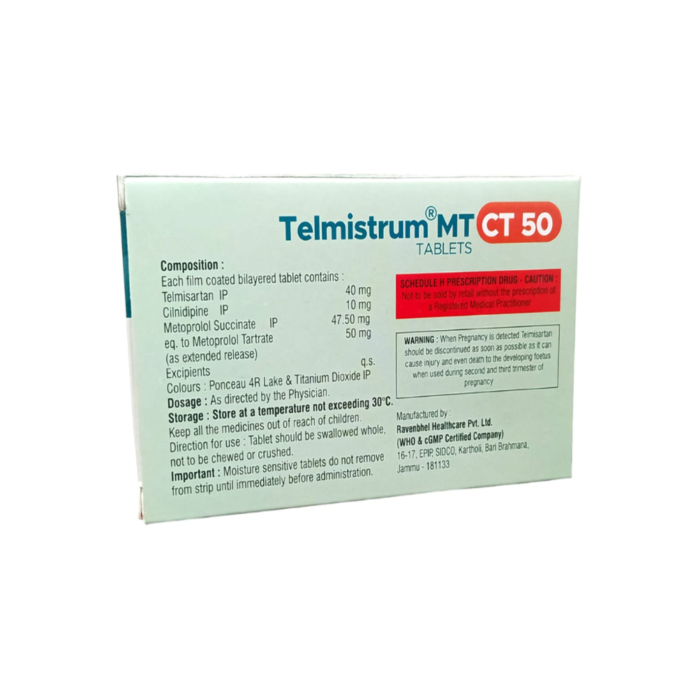 Telmisartan (40mg), Cilnidipine (10mg),& Metoprolol (ER) 50mg