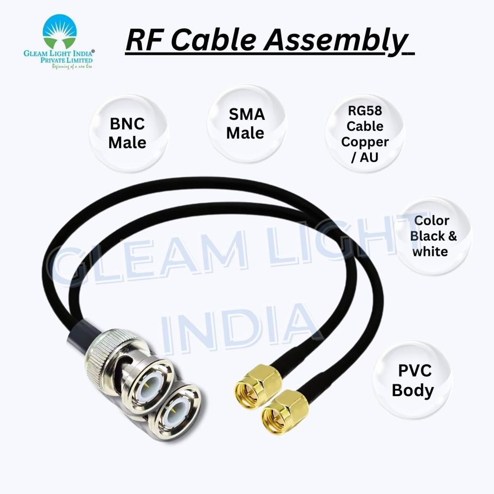Rf Cable Assembly In Rg58 - Pvc Material, Custom Length, Black Color, Copper Shielding | Rf Connectors, High Reliability, Strong Vibration Resistance