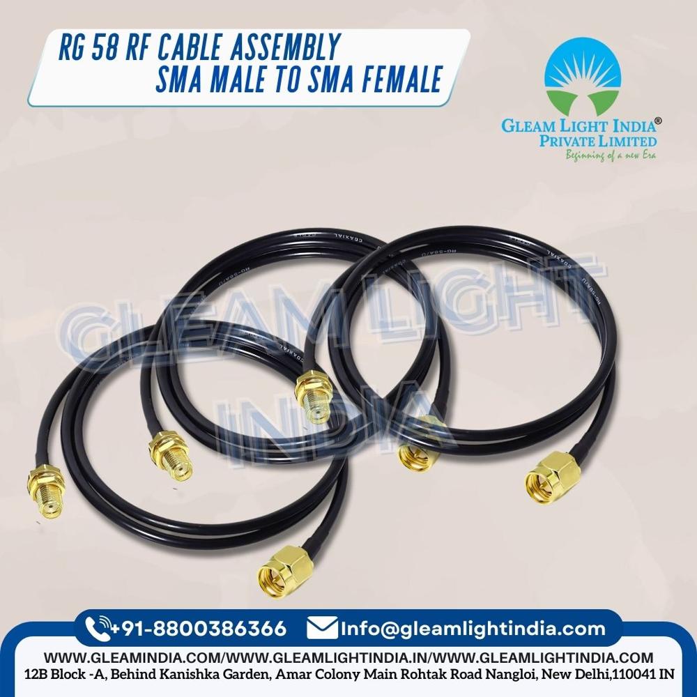 Rf Cable Assembly In Rg58 - Pvc Material, Custom Length, Black Color, Copper Shielding | Rf Connectors, High Reliability, Strong Vibration Resistance