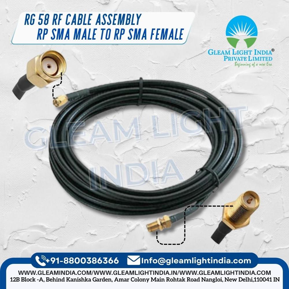 Rf Cable Assembly In Rg58 - Pvc Material, Custom Length, Black Color, Copper Shielding | Rf Connectors, High Reliability, Strong Vibration Resistance