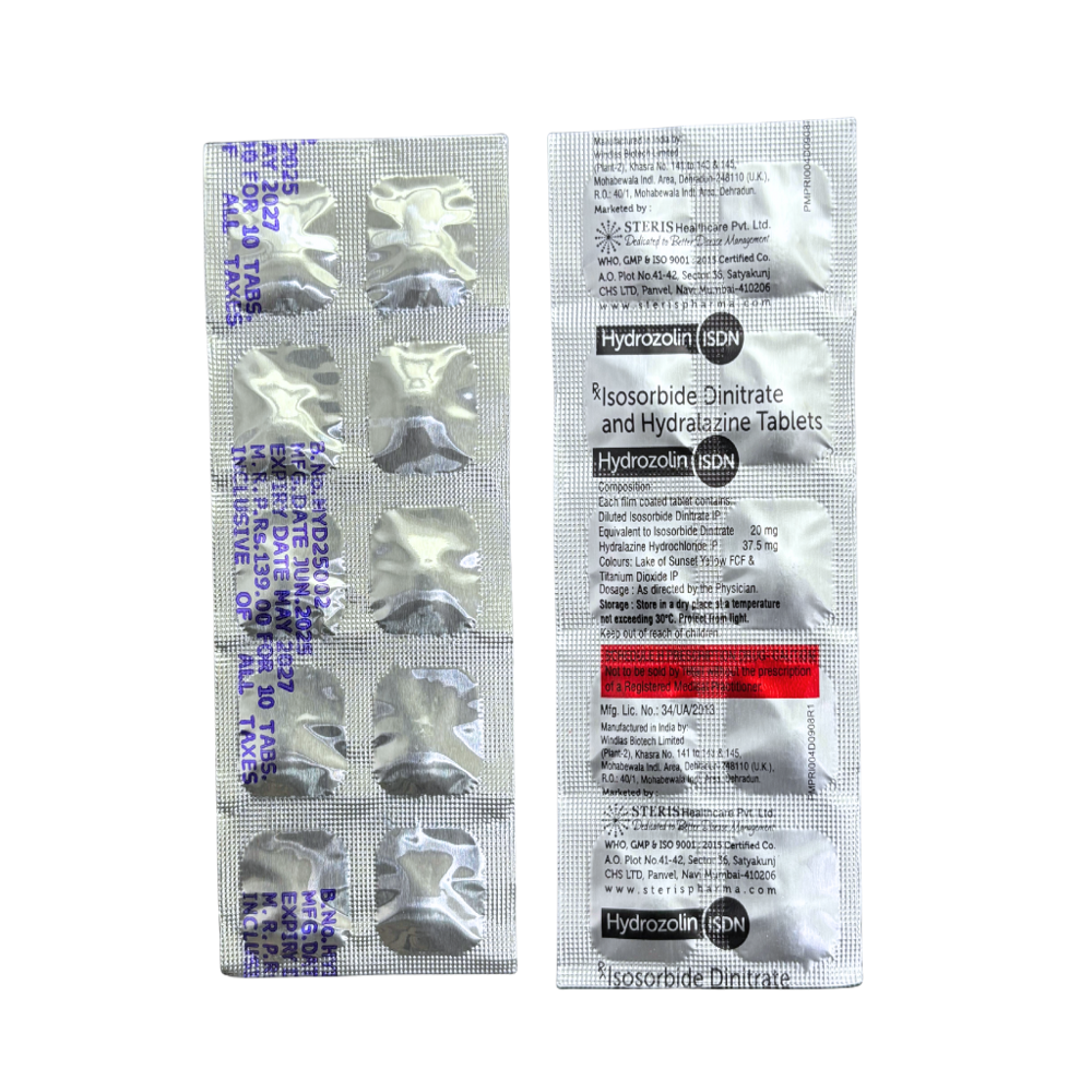 Isosorbide Dinitrate (20mg), Hydralazine (37.5mg)