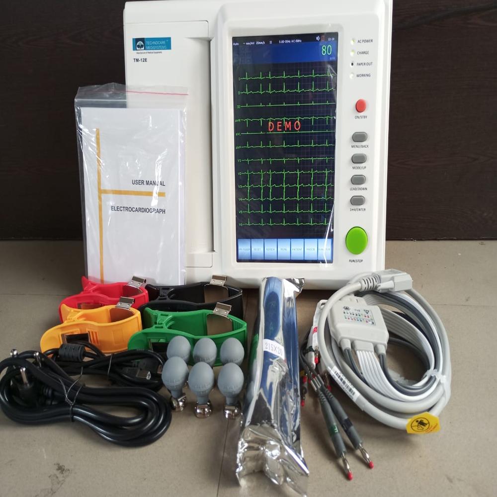 12 Channel Ecg Machine - 12 Leads, Color Lcd Display, Thermal Printer, Rechargeable Battery, Usb & Sd Card Storage, Digital Signal Processing | Ideal For Hospital And Clinic Diagnosis