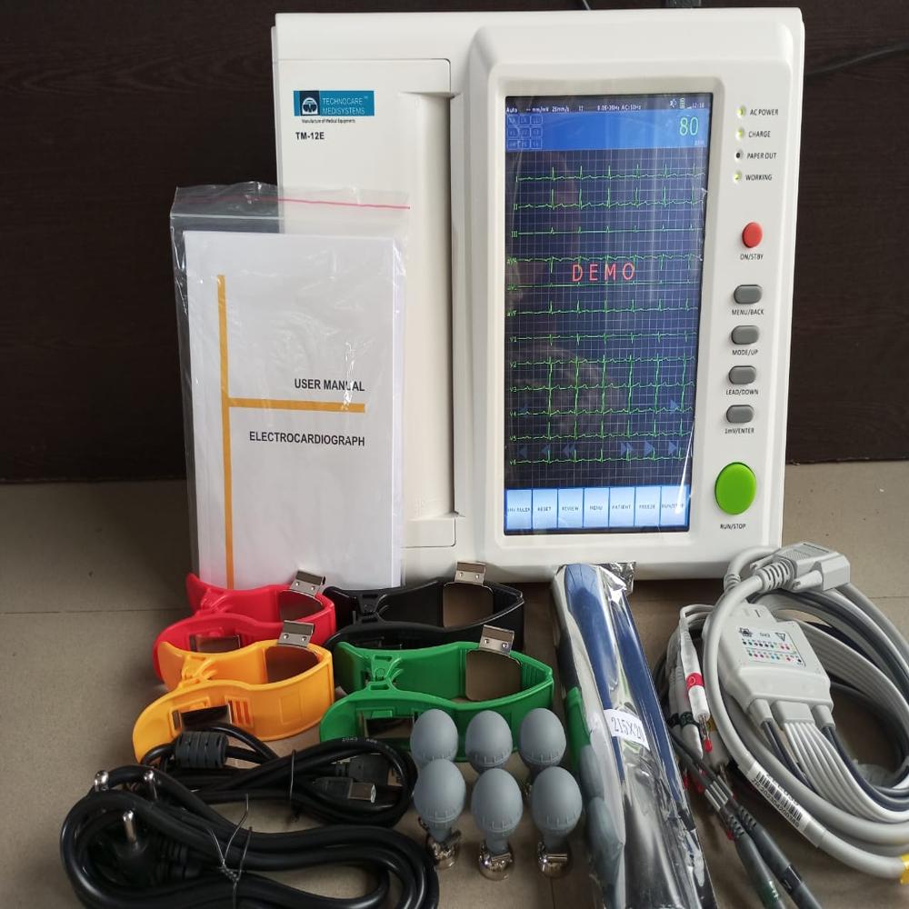 12 Channel Ecg Machine - 12 Leads, Color Lcd Display, Thermal Printer, Rechargeable Battery, Usb & Sd Card Storage, Digital Signal Processing | Ideal For Hospital And Clinic Diagnosis