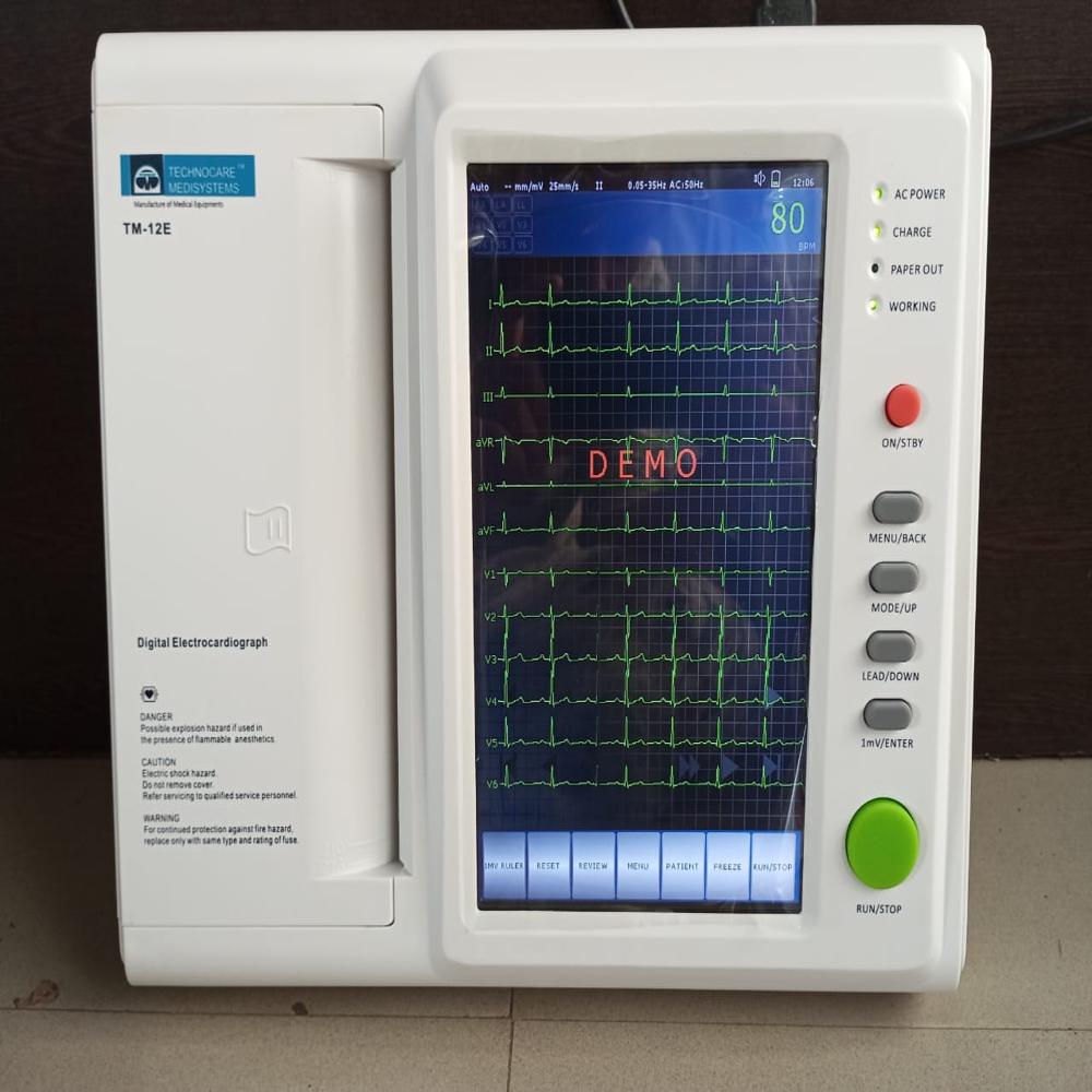 12 Channel Ecg Machine - 12 Leads, Color Lcd Display, Thermal Printer, Rechargeable Battery, Usb & Sd Card Storage, Digital Signal Processing | Ideal For Hospital And Clinic Diagnosis