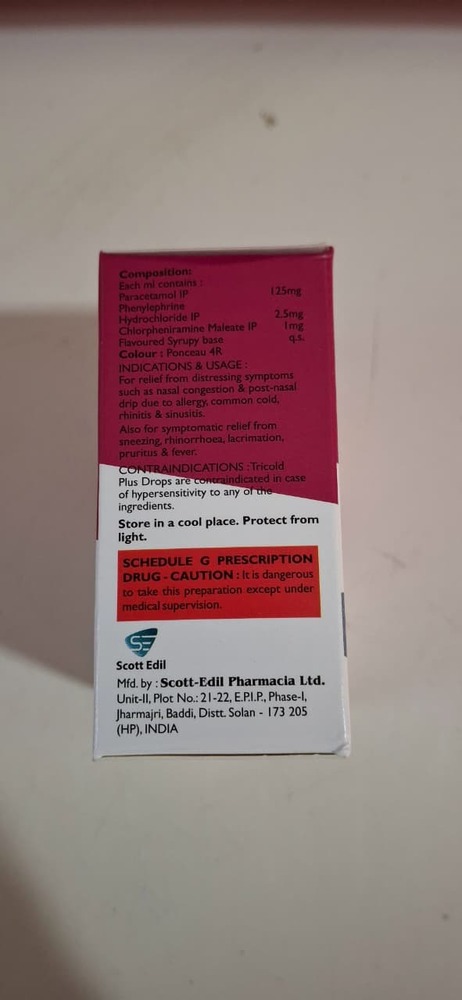 Phenylephrine Hcl + Chlorpheniramine Maleate +Paracetamol Drop 15 Ml - Drug Type: General Medicines