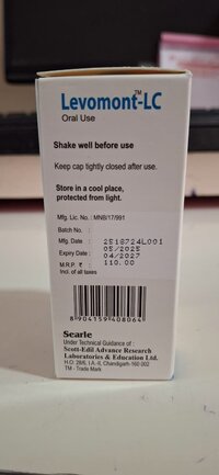 MONTELUKAST SODIUM + LEVOCETRIZINE DIHYDROCHLORIDE SYRUP 60 ML