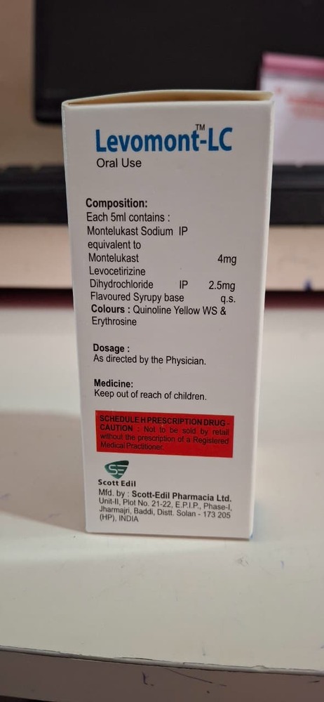 Montelukast Sodium + Levocetrizine Dihydrochloride Syrup 60 Ml - Drug Type: General Medicines