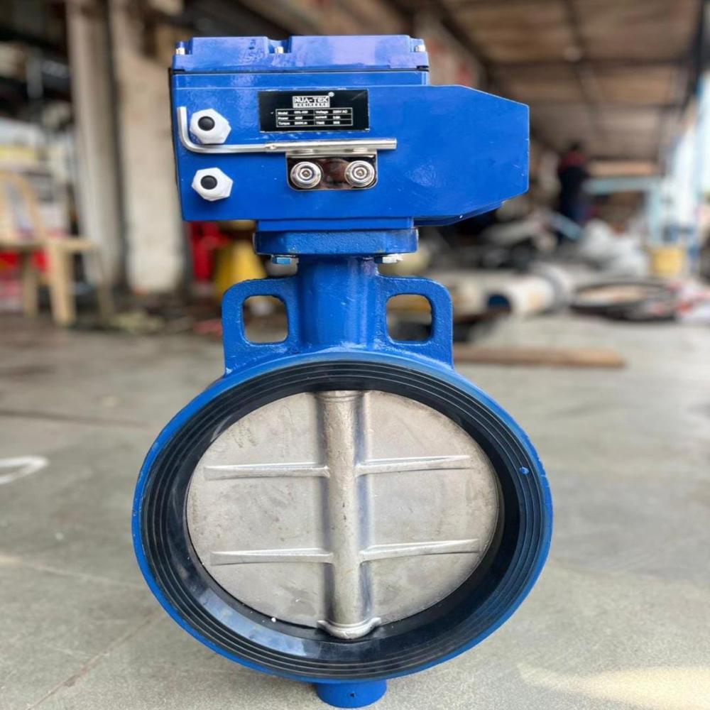 Motorised (electrical) Butter Fly Valve - Color: Blue