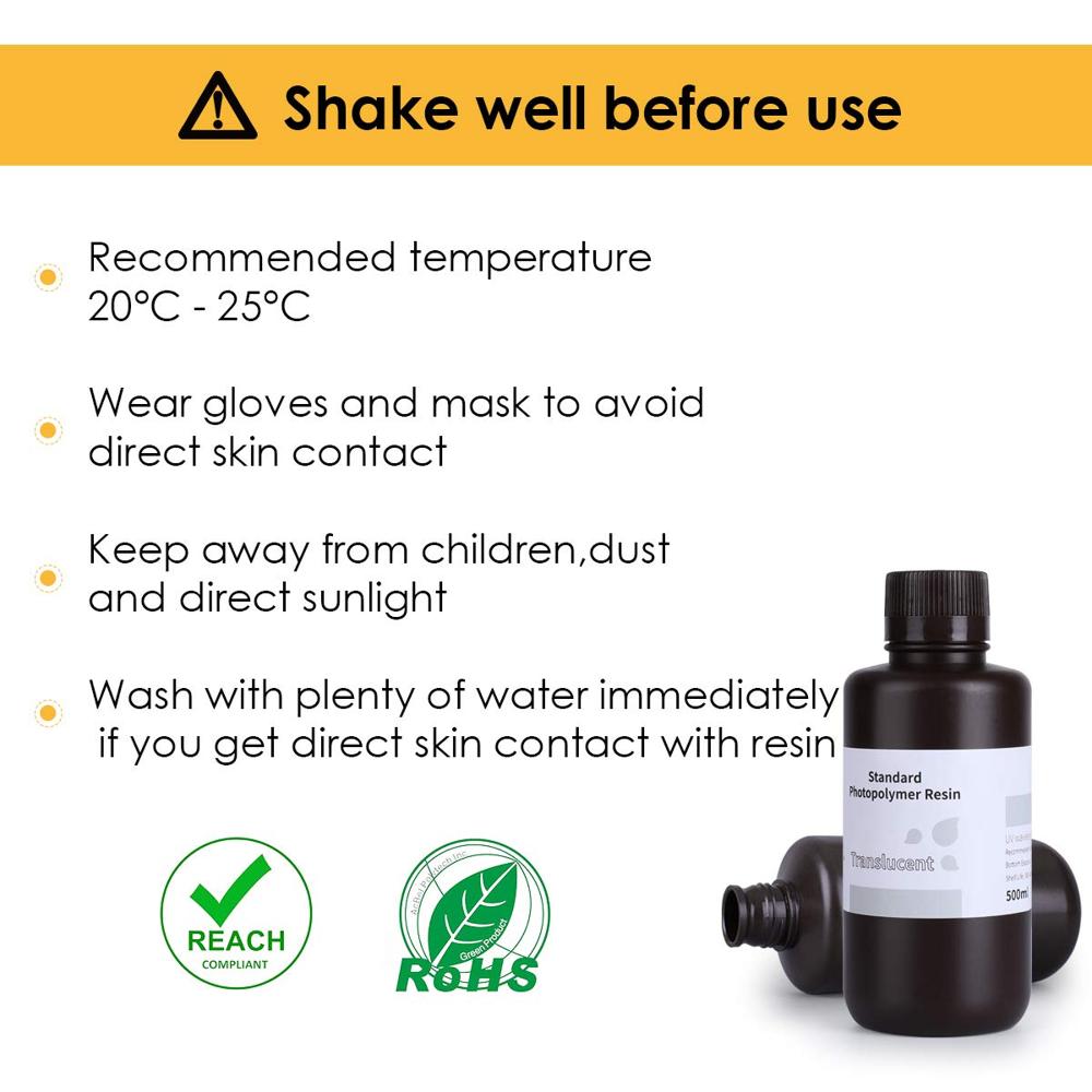 ELEGOO Standard Translucent Clear Resin High Precision Photopolymer for 3D Printers