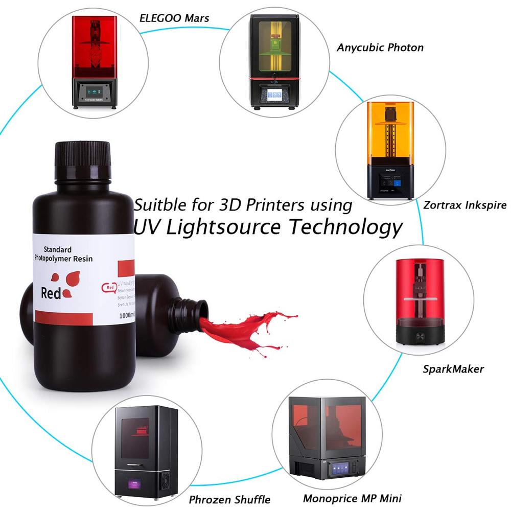 ELEGOO Standard Red Resin High Precision Photopolymer for 3D Printers