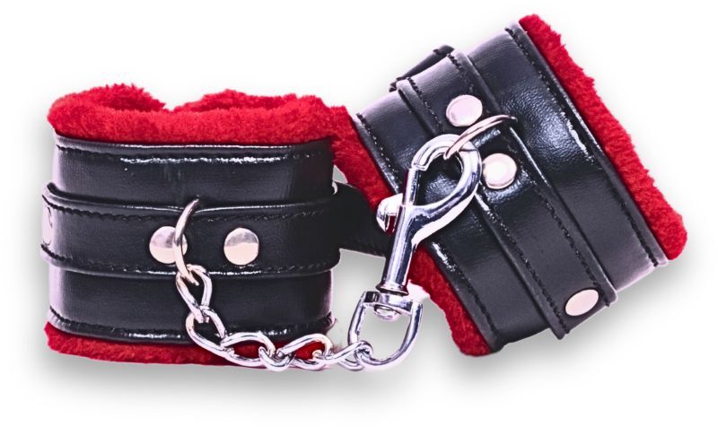 Black And Red Leather Bdsm Handcuff - Size: Multisizes