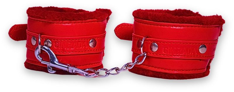 Synthetic Red Leather Bdsm Handcuff Toys - Size: Multisizes