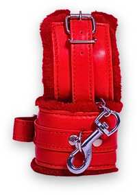 Synthetic Red Leather Bdsm Handcuff Toys