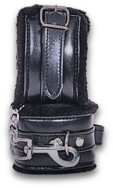 Black Leather Bdsm Bondage Handcuff - Size: Free Size