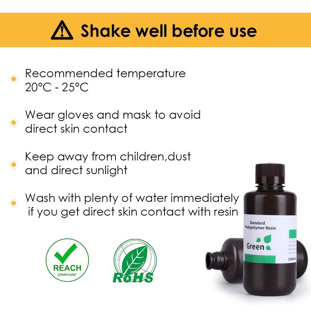ELEGOO Standard Green Resin High Precision Photopolymer for 3D Printers