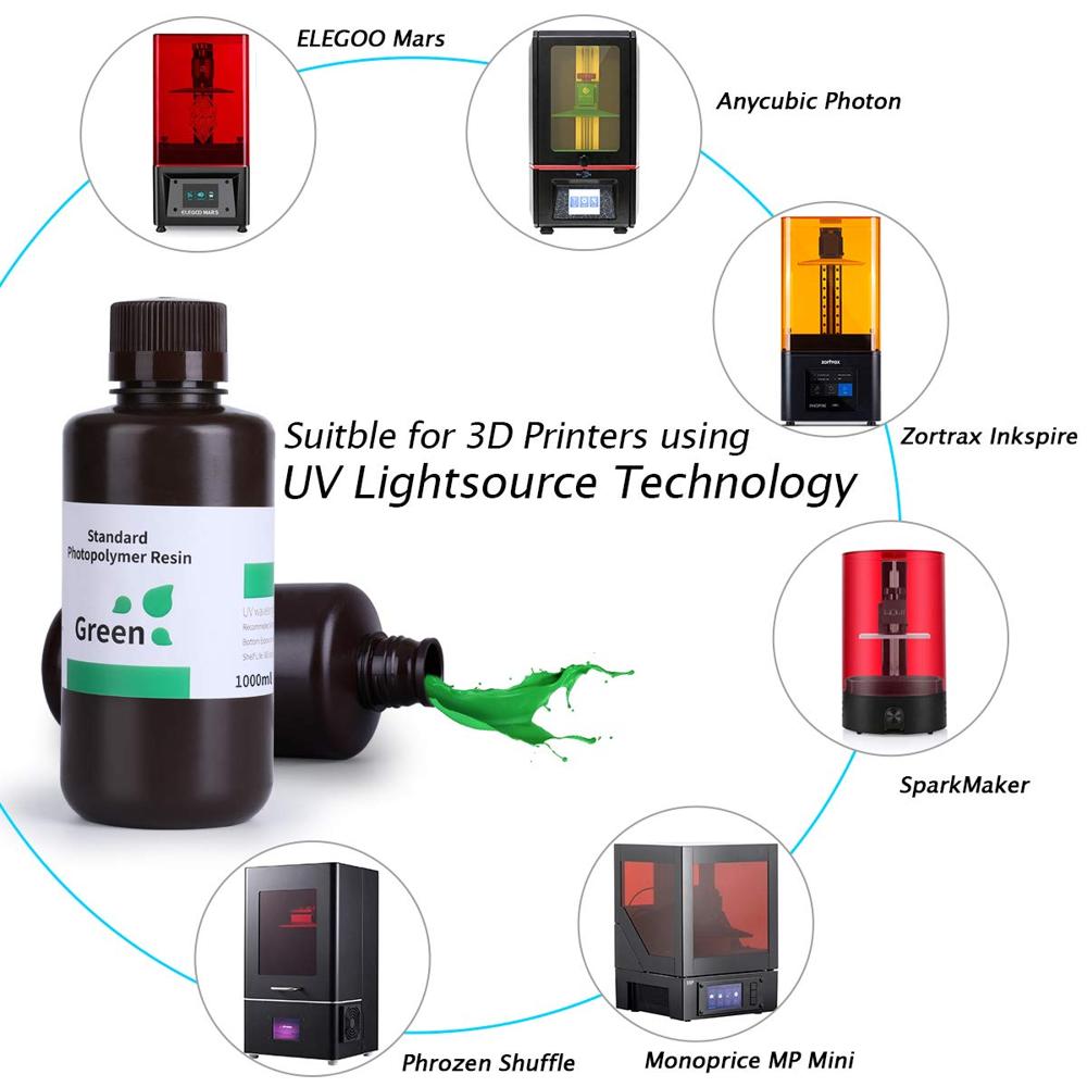 ELEGOO Standard Green Resin High Precision Photopolymer for 3D Printers