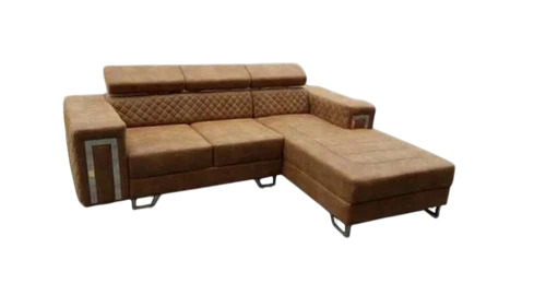 5 Seater Brown L Shape Modern Teak Wood Sofa Set - Color: Different Available