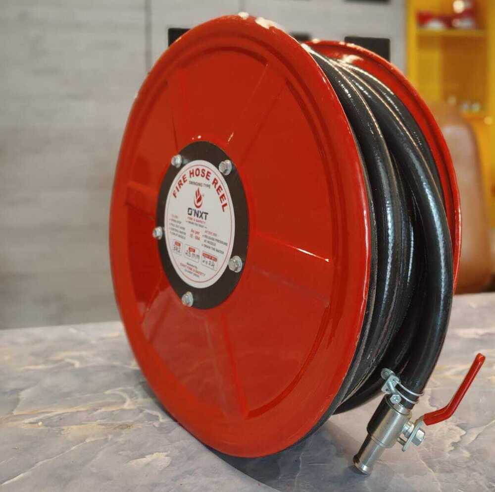 Hose Reel Drum - MS Material Stationary Design Bold Red Color | Reliable Fire Safety Solution for Commercial and Industrial Use